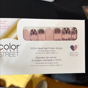 Color Street REINDEER WHISPERER Blush Pink Nail Strips with Tree Design